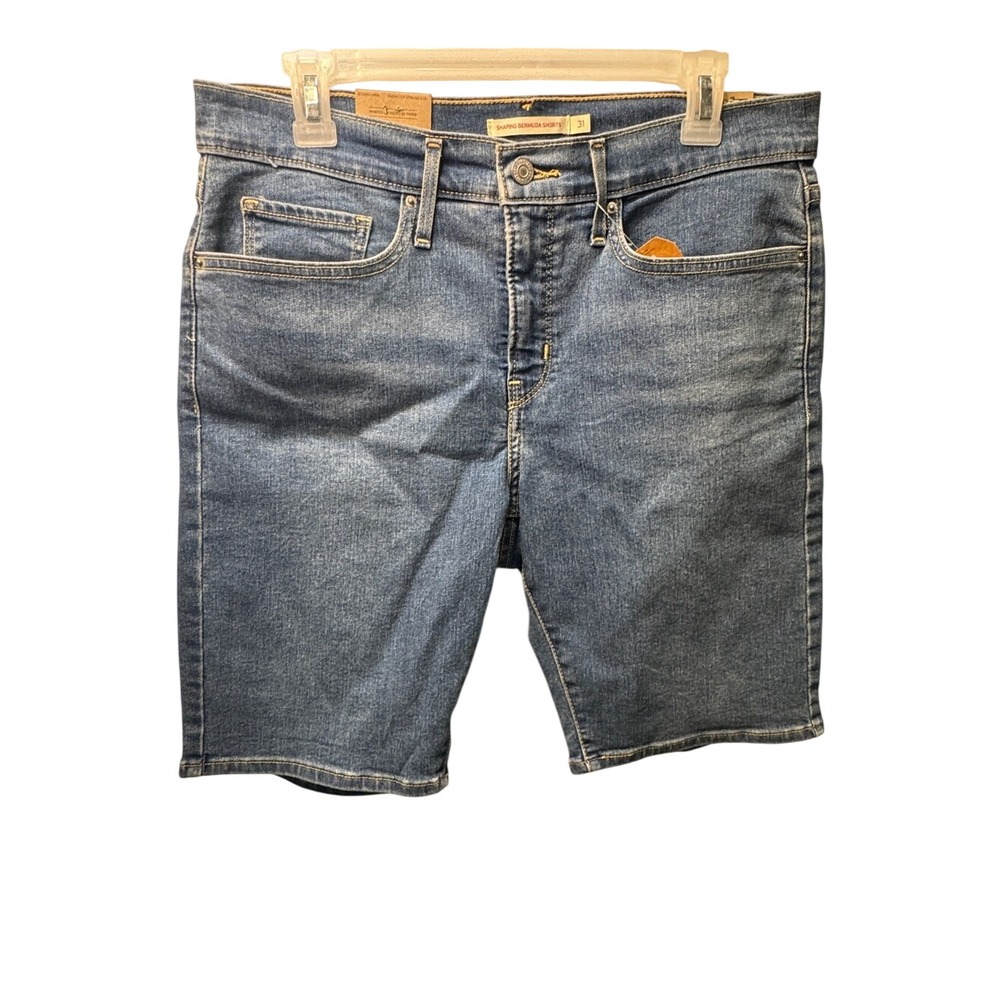 Levis Womens Shaping Bermuda Shorts Stellar Stretch Blue Denim Size 31 NEW